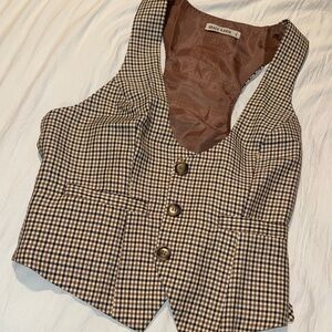 Grace Karin Tan and Black Checkered Vest